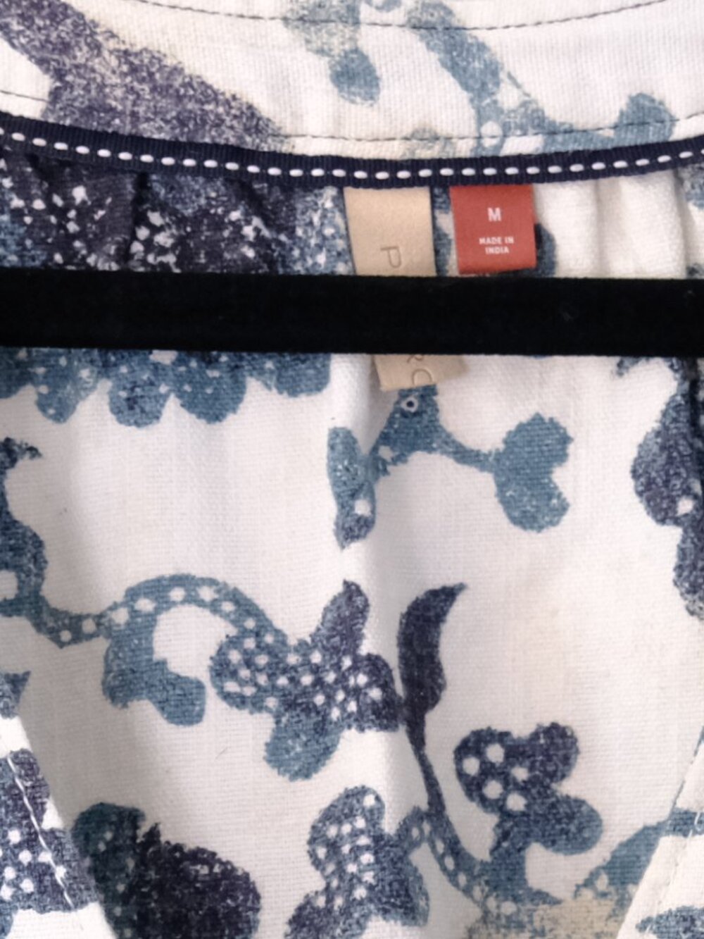 Anthropologie Pilcro Linen Blend Teal White Boho Floral Dress | Medium - Picture 4 of 4